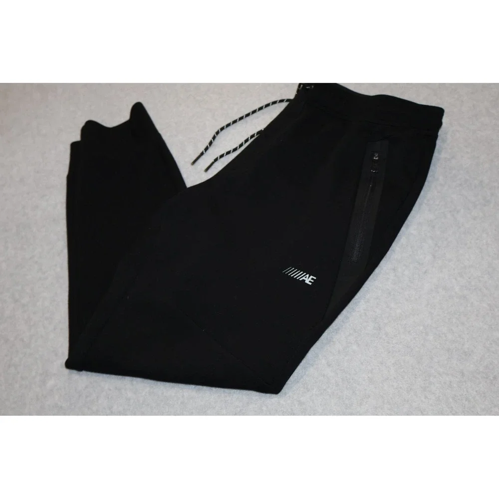 American Eagle Joggers Men Large Black Performance Sweatpants Gym Workout
